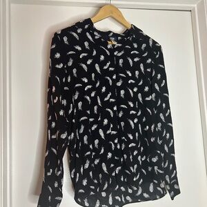 Route 66 Black and White Feather Pattern Top